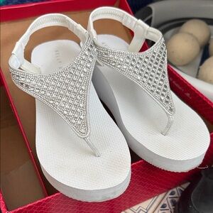 Kelly & Katie White Rhinestone Sandals
